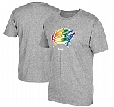 Men's Columbus Blue Jackets Gray Reebok Rainbow Pride Short Sleeve T-Shirt FengYun,baseball caps,new era cap wholesale,wholesale hats